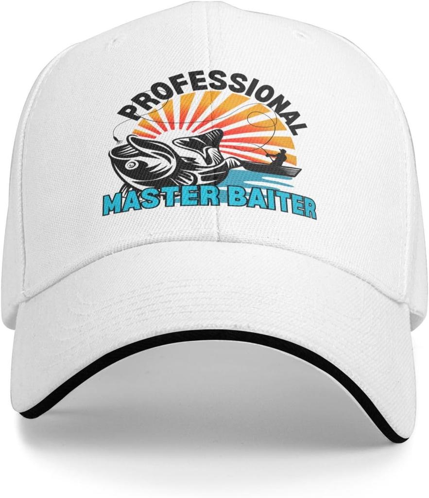 Professional Master Baiter Funny Fishing Graphic Trucker Cap Adjustable Outdoor Hat