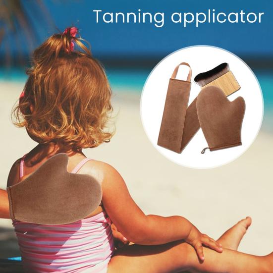 Self-Tanning Mitt Set with Waterproof Lining Double-Sided Self Tanner Glove Applicator Face Body Back Applicator Brush