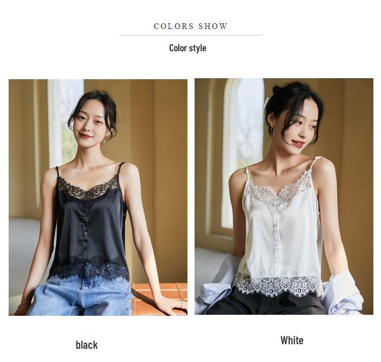Women's French Lace Satin Camisole – Summer Layered Tank Top