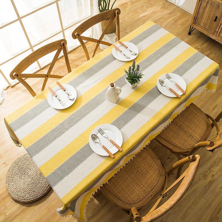 Waterproof Jacquard Imitation Cotton And Linen Embroidery Fringed Tablecloth Lace Geometric Rectangular Dining Table Coffee Table Tablecloth