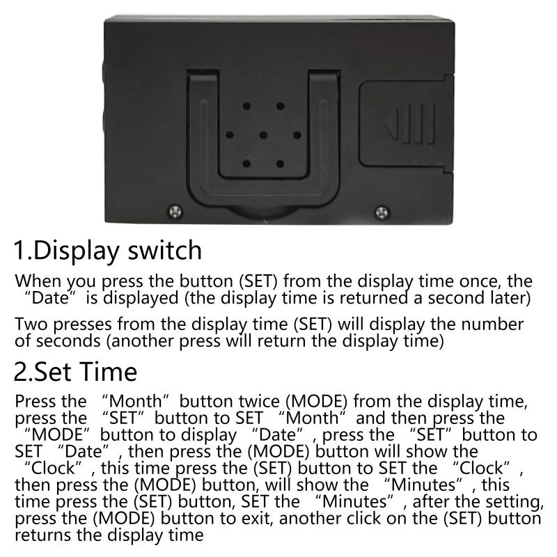 Car Interior Time Display Clock Button Battery Powered Clock Stick-On Mini Clock for Home Kitchen Bathroom