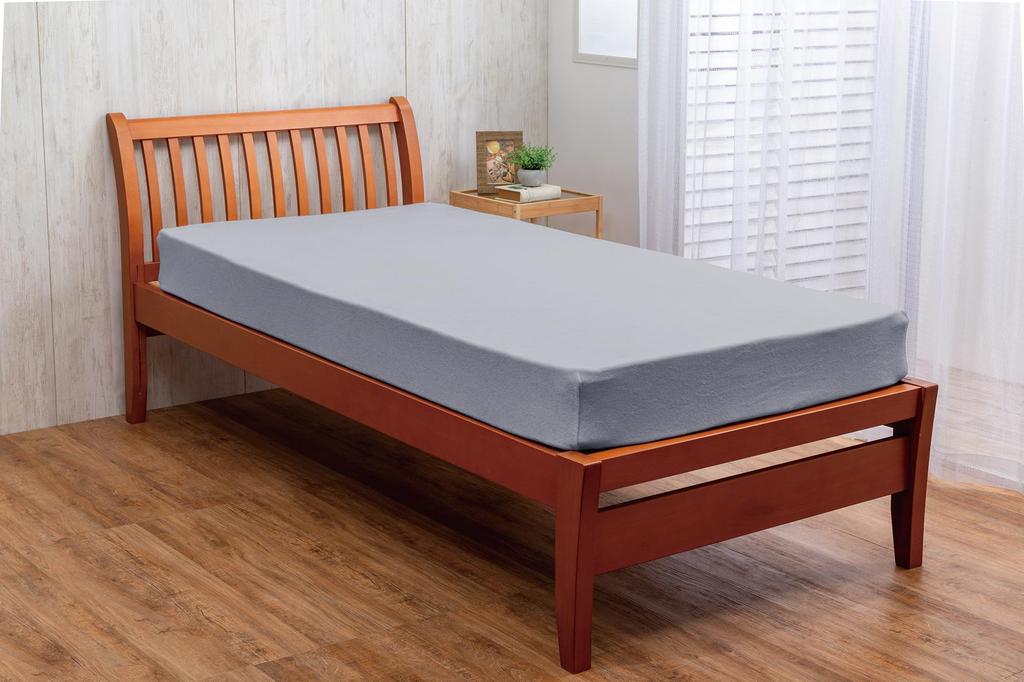 Soft Cotton Terry Fabric Stretch Fitted Sheet, Gray, Single Size