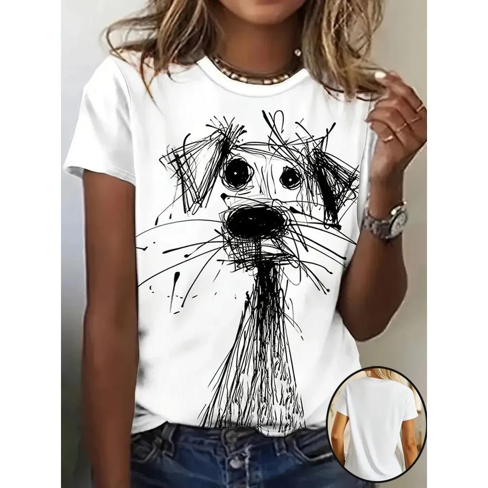 Women's Fashionable Breathable Fun Animals 3d T-shirt Comfortable Soft Breathable Loose Slightly Elastic Summer Plus Size T-shirt