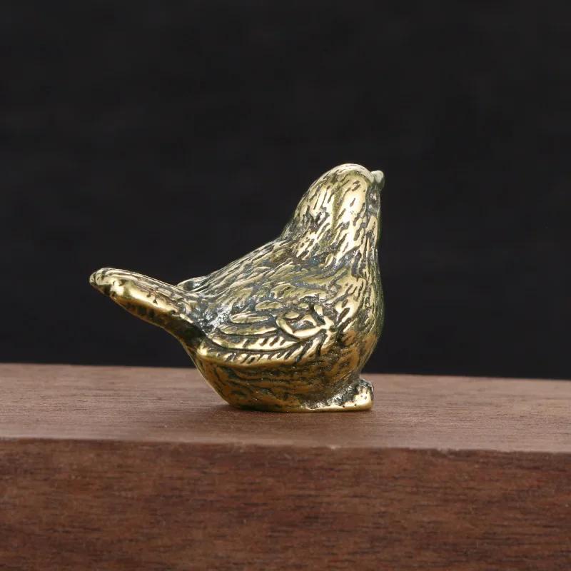 Antique Pure Copper Sparrow Copper Ornaments Fun Bird Tea Pet Decorations Brass Antiques Home Figurines & Miniatures