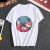 Kawaii Fox Print Ladies Tshirt Ladies Casual Basis Ocollar White T Shirt Short Sleeve Ladies Tshirt Cute Animal Graphics Tops