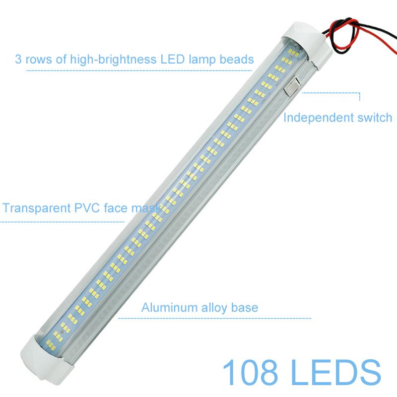 1PC 12V-80V Bright LED Car Interior Light Universal Cabin Ceiling Reading Lamp With Switch For Trailer Car RV Van Camper Caravan Dome Lights 6