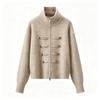 Womens Casual Stand Collar Knit Cardigan Double-breasted Zip Slim Fit Daily Wear