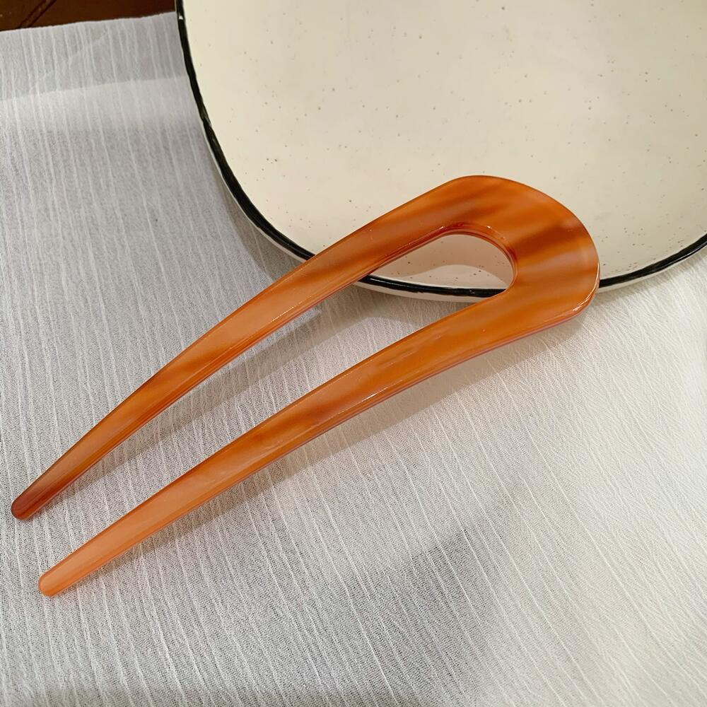 Simple Leopard Print Acetate Geometric U-shaped for Women's Hair Clip Elegant Retro Chinese Coiled Hair Accessory Hairpin