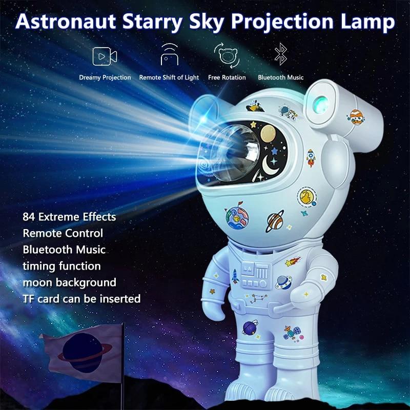 Kids Star DIY Projector Night Light with Remote Control 360 Adjustable Design Astronaut Nebula Galaxy Lighting Bluetooth Speaker