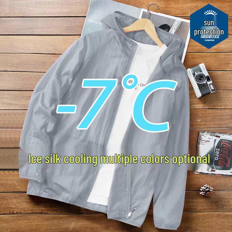 

Men s Ultra-Thin Ice Silk Sun Protection Jacket - Trendy, Breathable, Casual Outdoor Sunscreen Coat 4XL