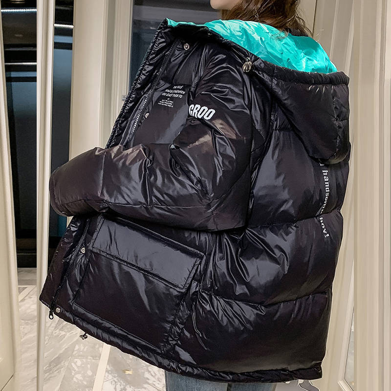 Winter Loose Hooded Parkas Women Thicken Warm Women Winter Jacket Female Letter Print Pocket Cotton Padded Jacket Women