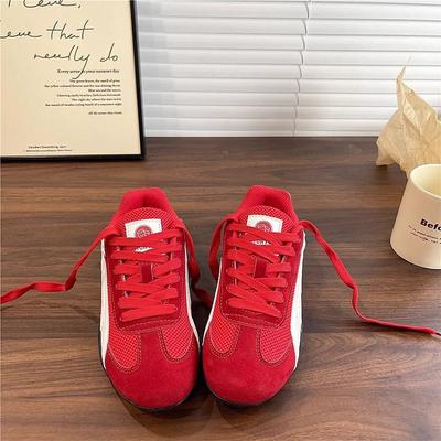 Mesh Platform German Training Shoes Women's 2025 Summer New Casual Shoes Retro Heightening Breathable Sports Versatile White Shoes