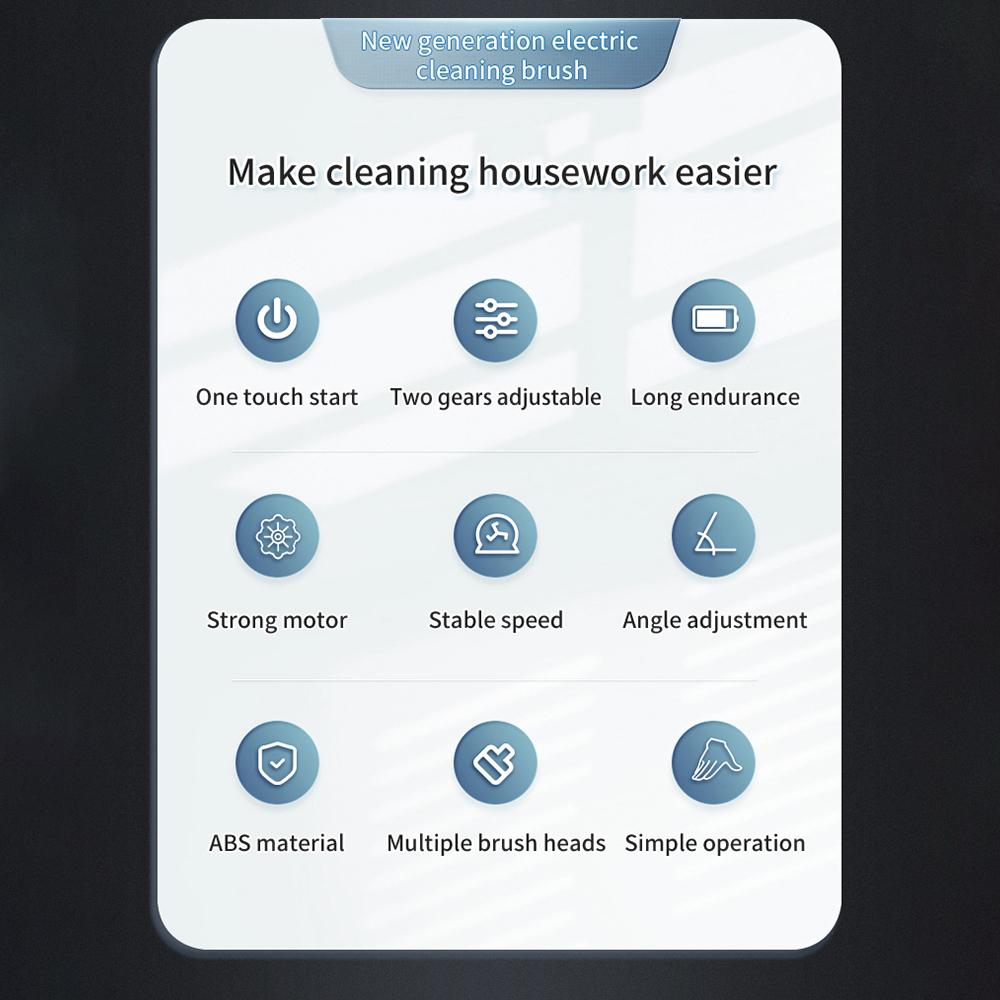 Kabelloser elektrischer Schleuderschrubber, 2-Gang-Power-Reinigungsbürstenschrubber mit 7 austauschbaren Bürsten