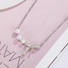 Ladies Crystal Pearls Bowknot Pendant Necklace Jewelry