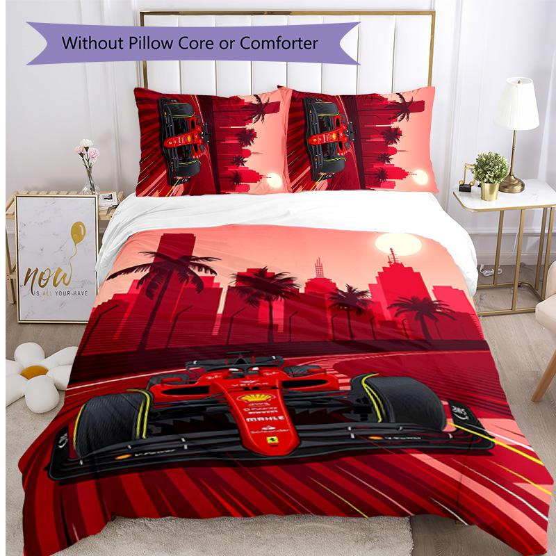 Formula Racing Printed 3PCS Bedding Set Soft Breathable Duvet Cover Pillowcases Set Washable Bedroom Decor Home Gift