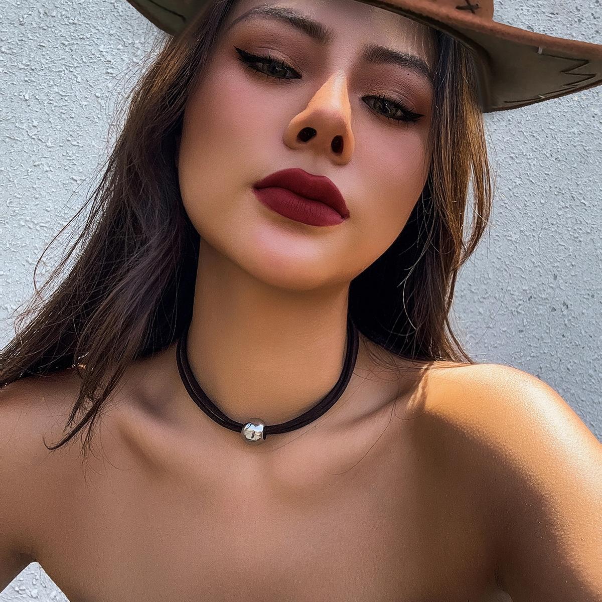 Accessories Simple Adjustable Black Collar Choker Stylish Geometric Round Beads Short Beaded Necklace