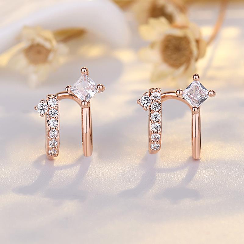 2026 Temperament Double-layer Earclip Earrings Without Piercings, Korean Trend Temperament, Earbone Clip Earrings Without Holes