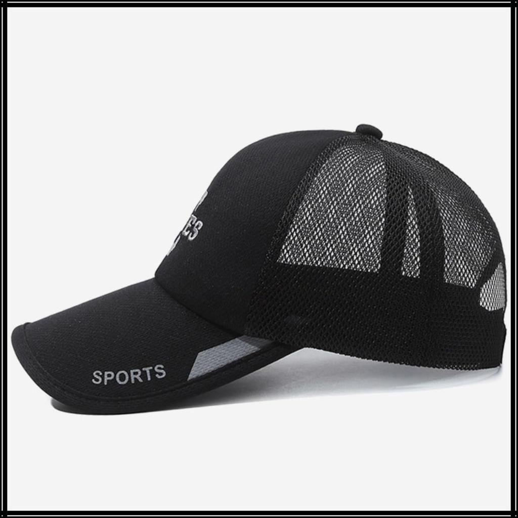 Hat Cap Mesh Breathable Long Brim Sports Outdoor Baseball Fishing Lightweight CZA497 [White Fang] Men's (Gray)