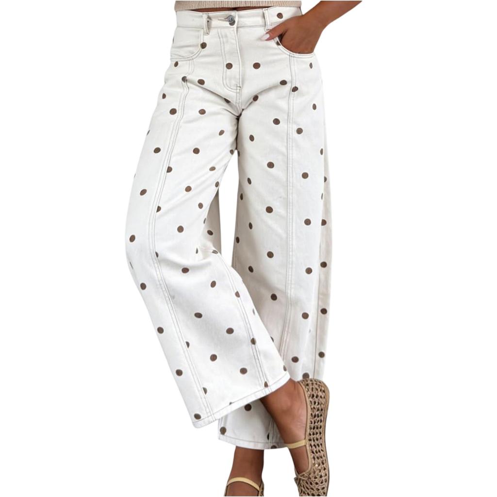 Women’s Wide Leg Jeans High Waist Y2K Style Patchwork Loose Fit Long Pants Casual Straight Trousers for Everyday Wear