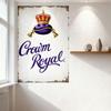Crown Royal Whisky Vintage Metal Tin Sign, Golden Crown Purple Cushion Retro Whisky Brand Decor Plaque for Bar Man Cave Club Res