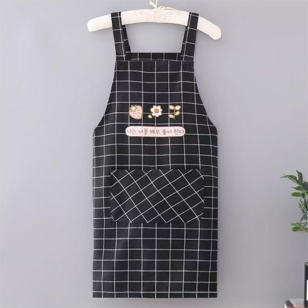 Comfortable Adjustable Cotton Apron with Pocket Waterproof Cooking Apron Breathable Oil Proof Bib Apron Kitchen