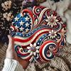 Patriotic Wall Hanging Decoration, Red White Blue Star Stripe Wooden Round Sign, 4th of July Front Door Wreath Alternative, Home Porch Decor
