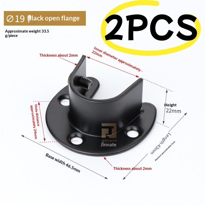 1/2Pcs Curtain Rod Tube Hook Fixed Support Bracket Seat Stainless Steel Flange Seat Wardrobe Hanger Rod Fixing Hardware Parts