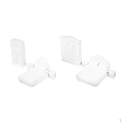 1/25 Casa delle Bambole di Plastica Tavolo Armadio Accessori per Camera da Letto Set di Mobili Bianco
