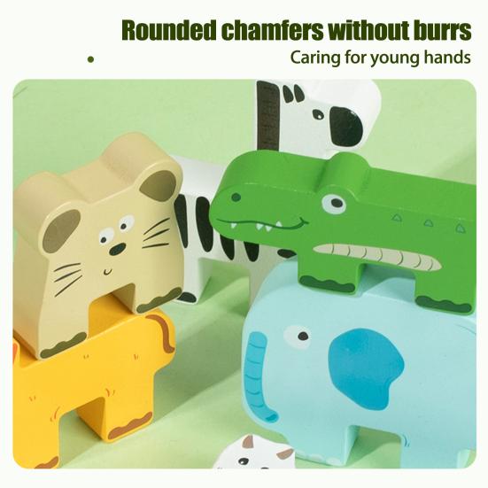 1 Set Wooden Block Matching Stacking Game Animal Mini Man Block Balance Game