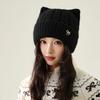 Cartoon Cat Ears Thick Knitted Hat Women's Bow Wool Hat Warm Hat