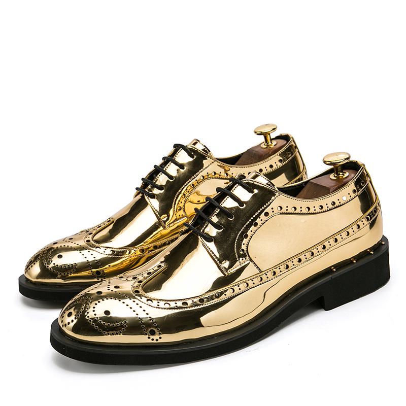 

Fashion Men Retro Block Shoes PU Thick Sole Wear-resistant Lace Up Busines Office Leather Shoes Men Gentlemen Banquet Loafers Size 38-46 46 золотой
