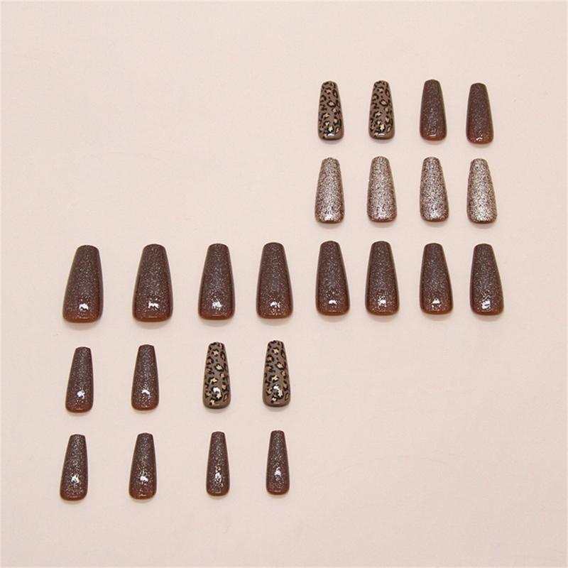 24 Pieces Leopard Designs Press On Nail Manicure Nail Art False Nail Stick On Nail Adds A Touch Of Fashion To Your Style