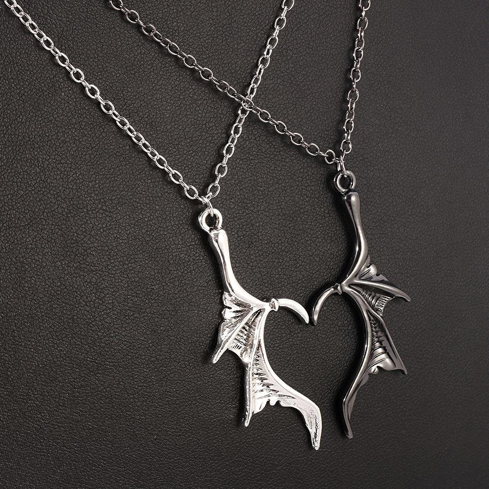 Lovers Jewelry Antiquity Gift Valentines Gift Darkly Wing Heart Necklace Vintage Charm Punk Angel Demon Wing Pendant Necklace