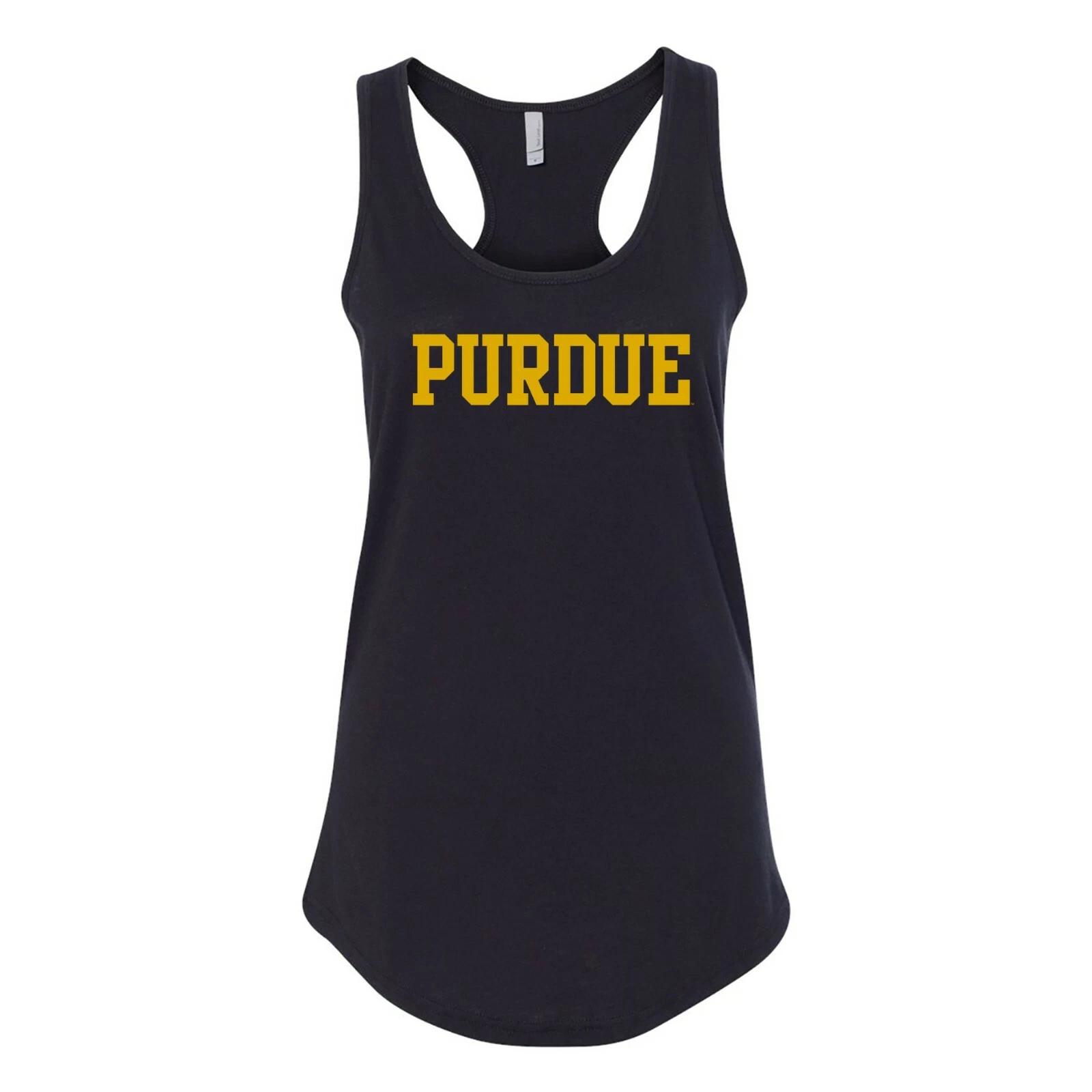 Purdue Boilermakers Basic Block, Team Color Womens Racerback Tank 2XL