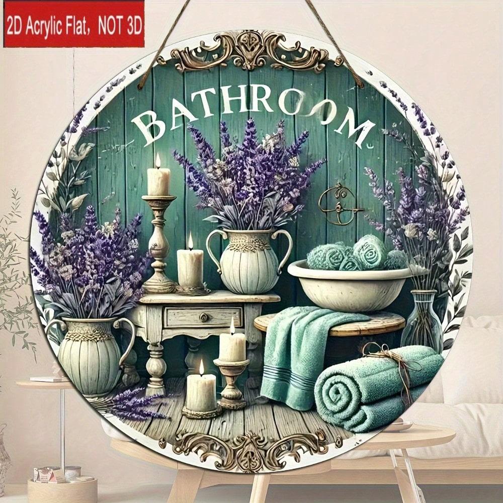 

Vintage Floral Metal Wall Art Hand Painted Bathroom Decor 20x20 разноцветный