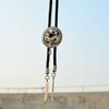 Round Bolo Tie Western Cowboy Shirt Imitation Gem Pendant Vintage Star Necklaces  For Men Women