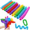 Colorful Pop Tube Rainbow Fidget Toy Telescopic Tube Stress Relief Toy Plastic Stretch Pipe  Plastic Sensory Decompression Toy