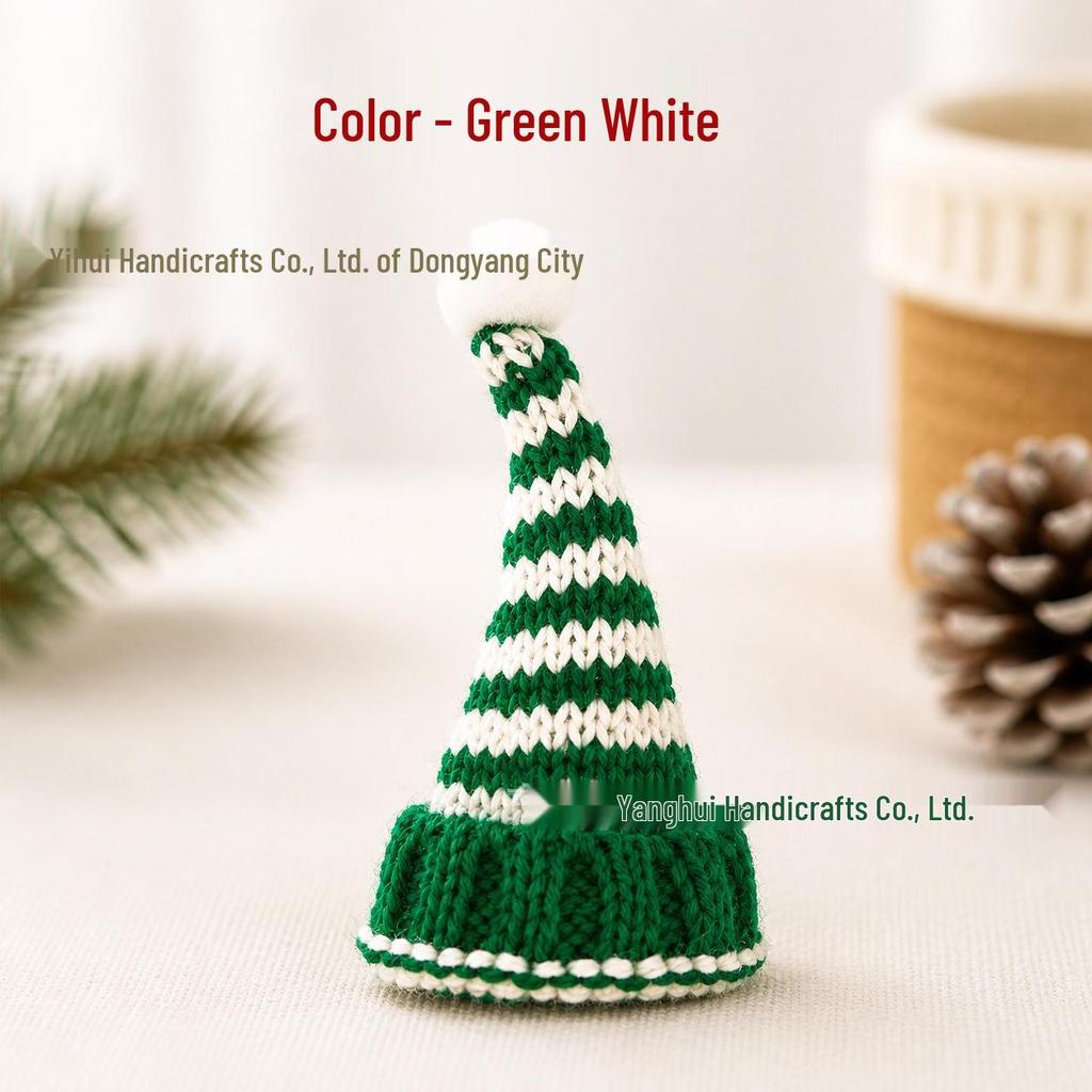 Handmade Mini Christmas Hat Wine Bottle Cover - Wool Decoration for Christmas Festival