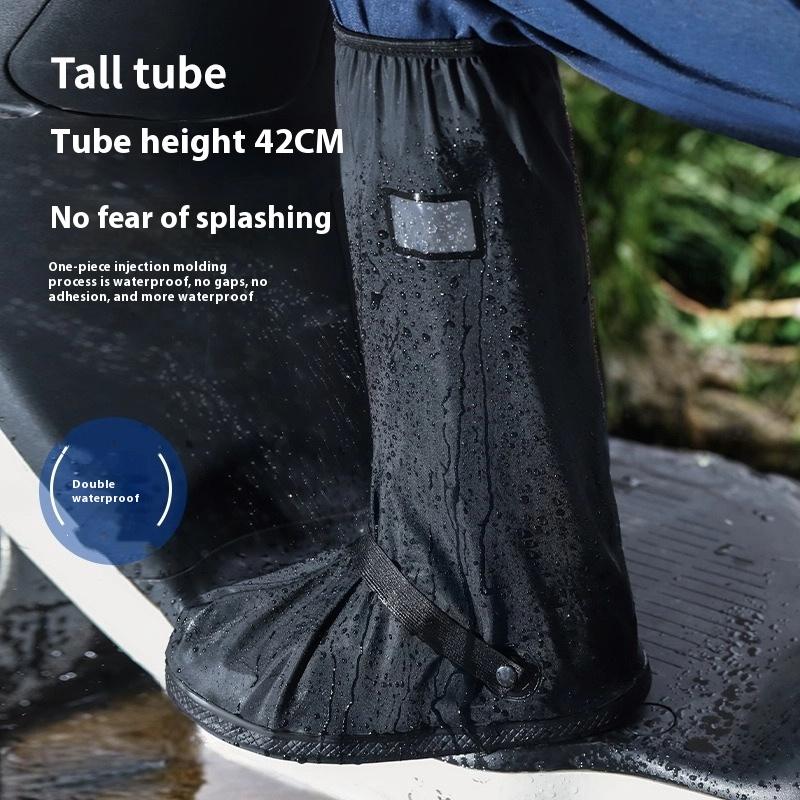 1Pair Rain Boot Shoe Cover Black Waterproof Reflective High Top Reusable Motorcycle Cycling Bike Clear Wear Shoes Dust Covers
