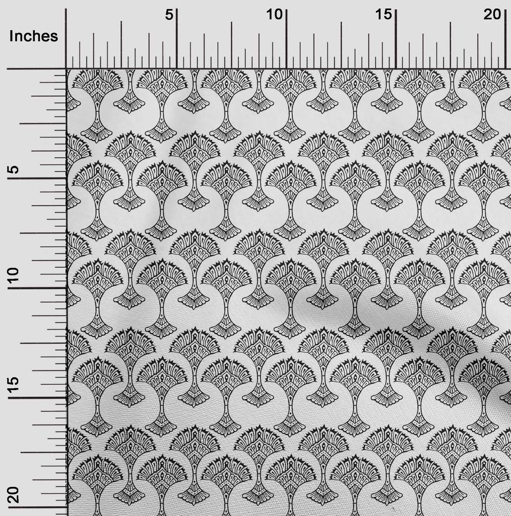 oneOone Cotton Flex Fabric Floral Block Printed Fabric 1 Yard 40 Inch Wide