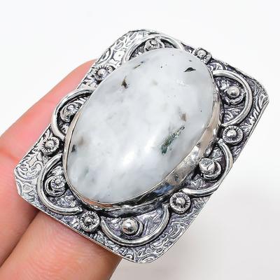 Natural Rainbow Moonstone Gemstone 925 Sterling Silver Gift Ring Size 10 K4V44