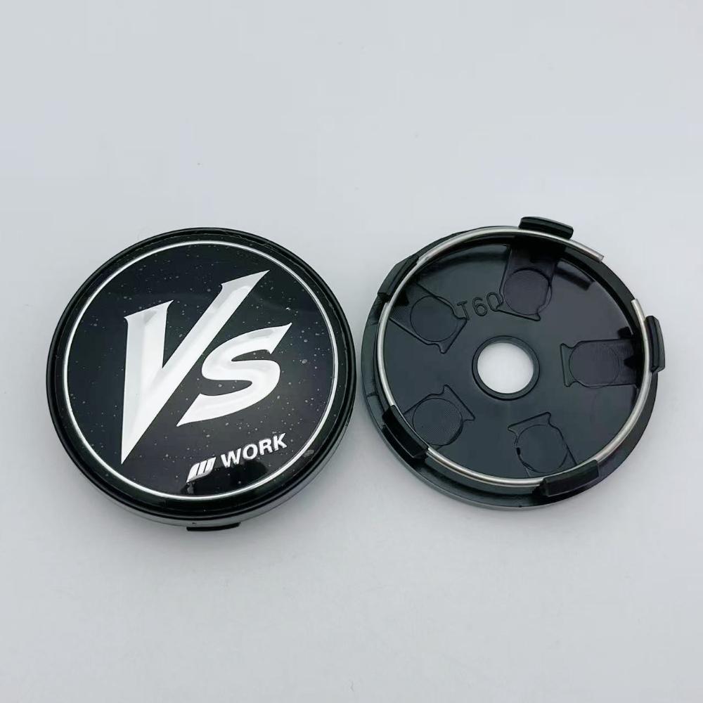 4pcs 60MM ( 56MM I.D ) VS W Work Logo Emblem Badge Car Wheel Center Caps Auto Rim Dust Cover Wheel Hub Hubcaps Car Accessories