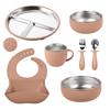7-Piece Children's Dishes Set Baby Stainless Silicone Tableware Set Suction Cups Forks Spoons Mother and Baby Supplies