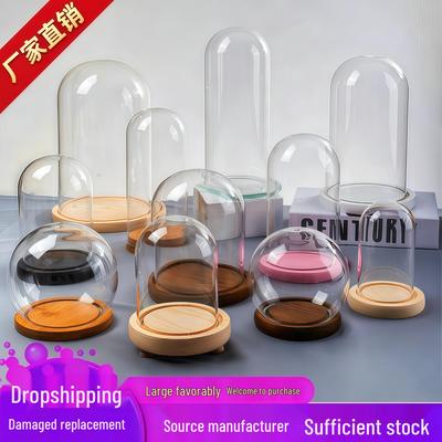 Eternal Dried Flowers Glass Cover Doll Clay Clock Dustproof Display Box