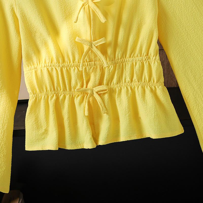 Dívčí topy Dětské oblečení Podzimní Nové Módní Mašle Ležérní Topy s dlouhým rukávem