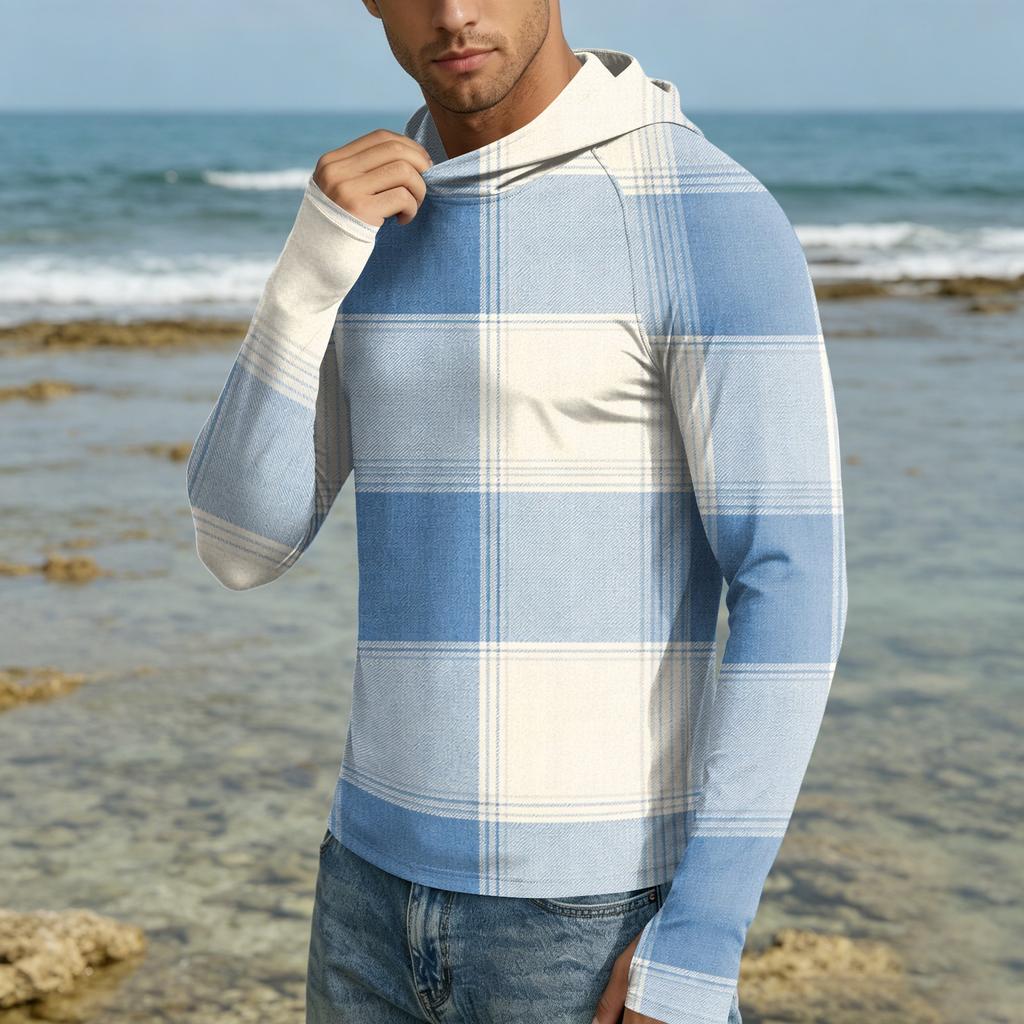 Herren UPF50+ Sonnenschutz-Kapuzenpullover Leichte Schnelltrocknende Langarm-Kapuzenjacke für Outdoor-Aktivitäten mit Atmungsaktivem Stoff und Bequemer Passform