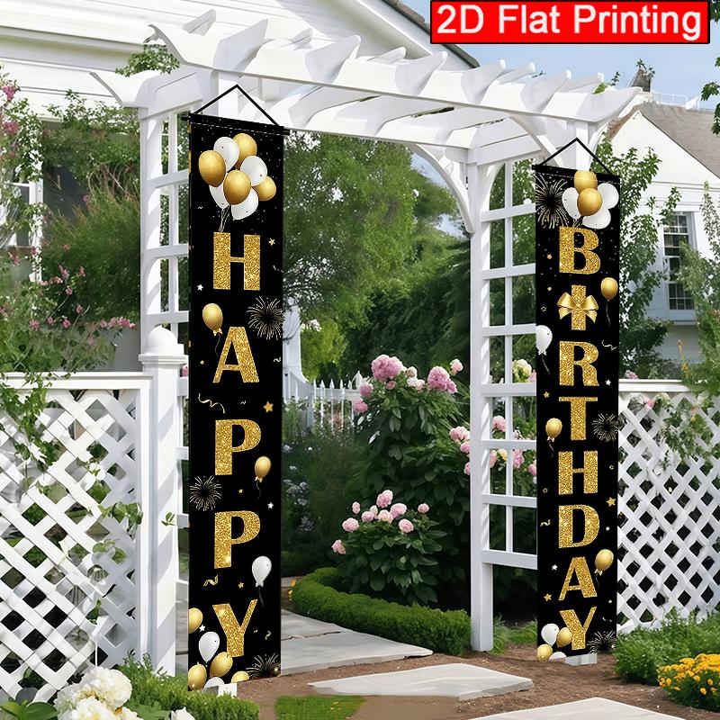 2pcs Birthday & Graduation Elegant Door Banner Golden