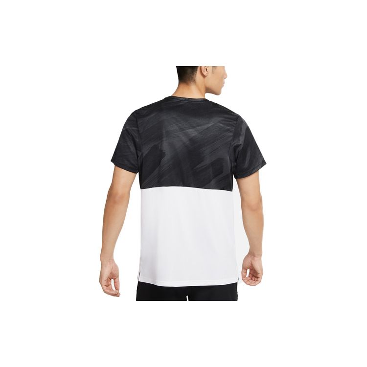 Nike Camiseta de Manga Curta com Gola Redonda e Estampa de Logotipo para Homens Tops Preto Branco DD1716-060