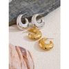 Yhpup Fashion Smooth Stainless Steel Metal C-Shape Chunky Earrings for Women 18K Plated Waterproof Charm Statement Jewelry