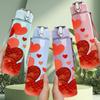 1PC Red Heart Rose Romantic Art Print 750ml Color Plastic Sports Water Bottle Leakproof Flip Straw Lid Suitable for Sports Office Home Use